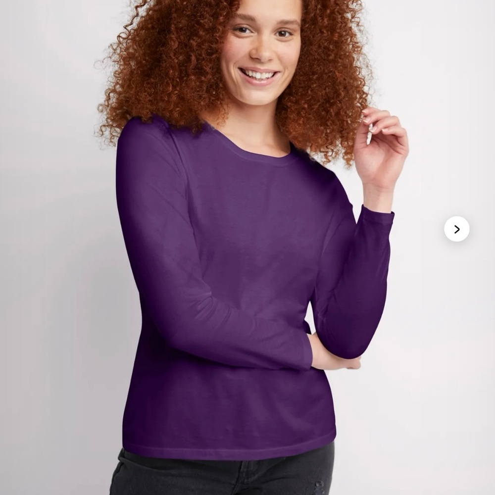 Hanes live love comfort Women's Purple Crewneck LongSleeve Top size L